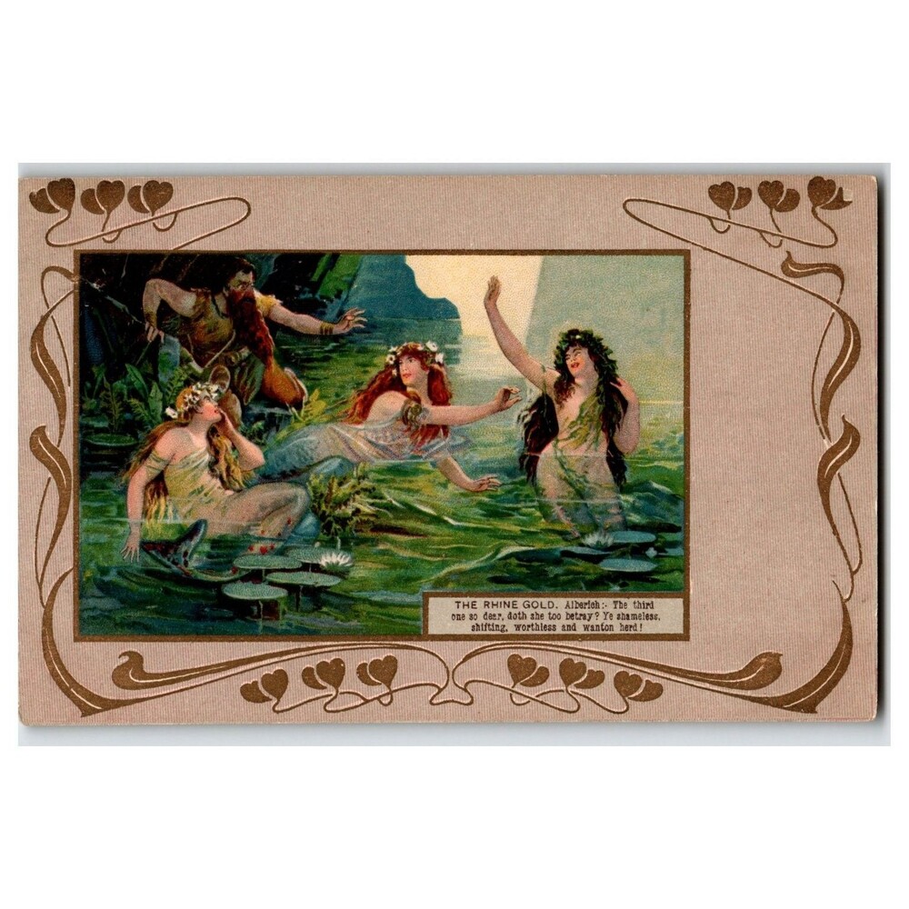 Raphael Tuck Wagner Rhine Gold Postcard Chromographed Bavaria Art Nouveau